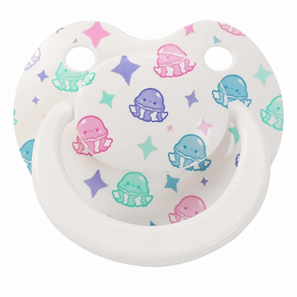Cute Adult Sized Silicone Pacifier: Large Shield Paci for Anxiety - Handle Binky Butterfly Shaped Printed Pacifier