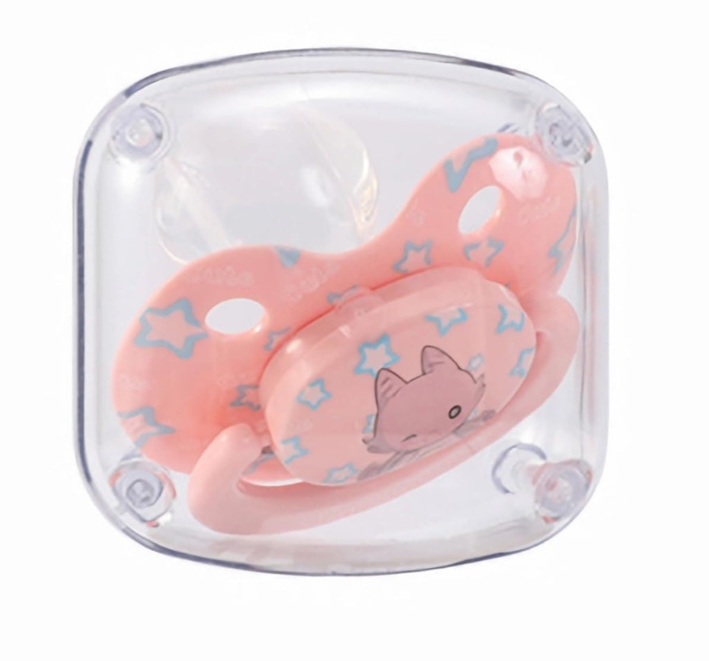 Cute Silicone Adult Pacifiers Pink: Big Shield Binky for Anxiety - Large Size Butterfly Shaped Paci with Handle Dragon Printed