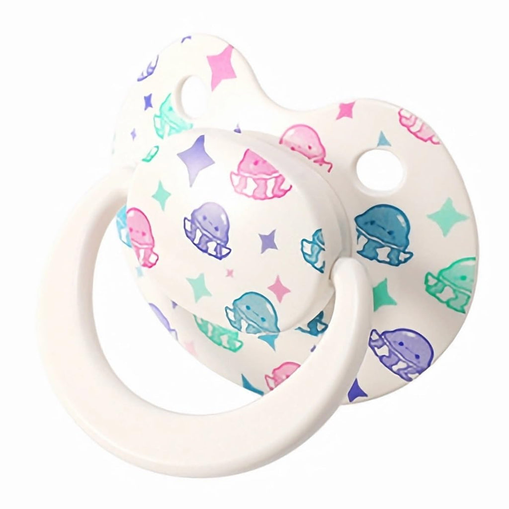 Cute Adult Sized Silicone Pacifier: Large Shield Paci for Anxiety - Handle Binky Butterfly Shaped Printed Pacifier