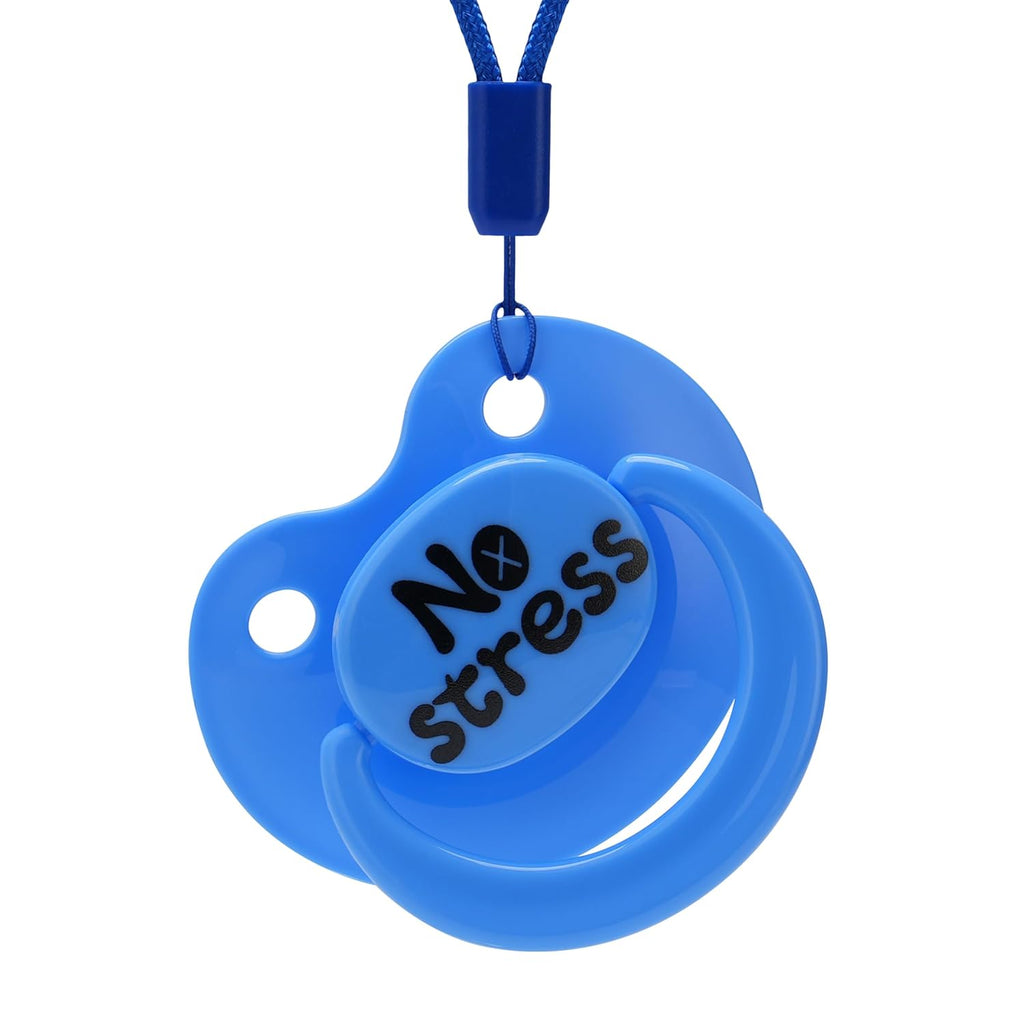 Big Shield Adult Pacifier for Anxiety: Stress Relief Silicone Nipple to Chew Binky for Sleep - Large Sized Paci Autism Sensory Products with Case Blue - White Elephant Gifts for Adults
