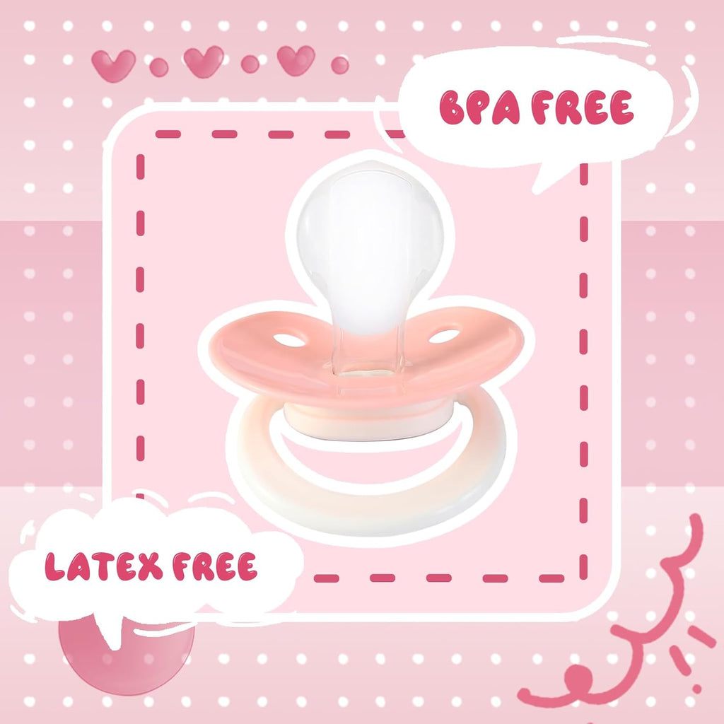 Cute Adult Sized Pacifier for Anxiety: Big Shield Unicorn Paci for Autism - Soft Silicone Large Nipple Binky for Sleeping Pink and White