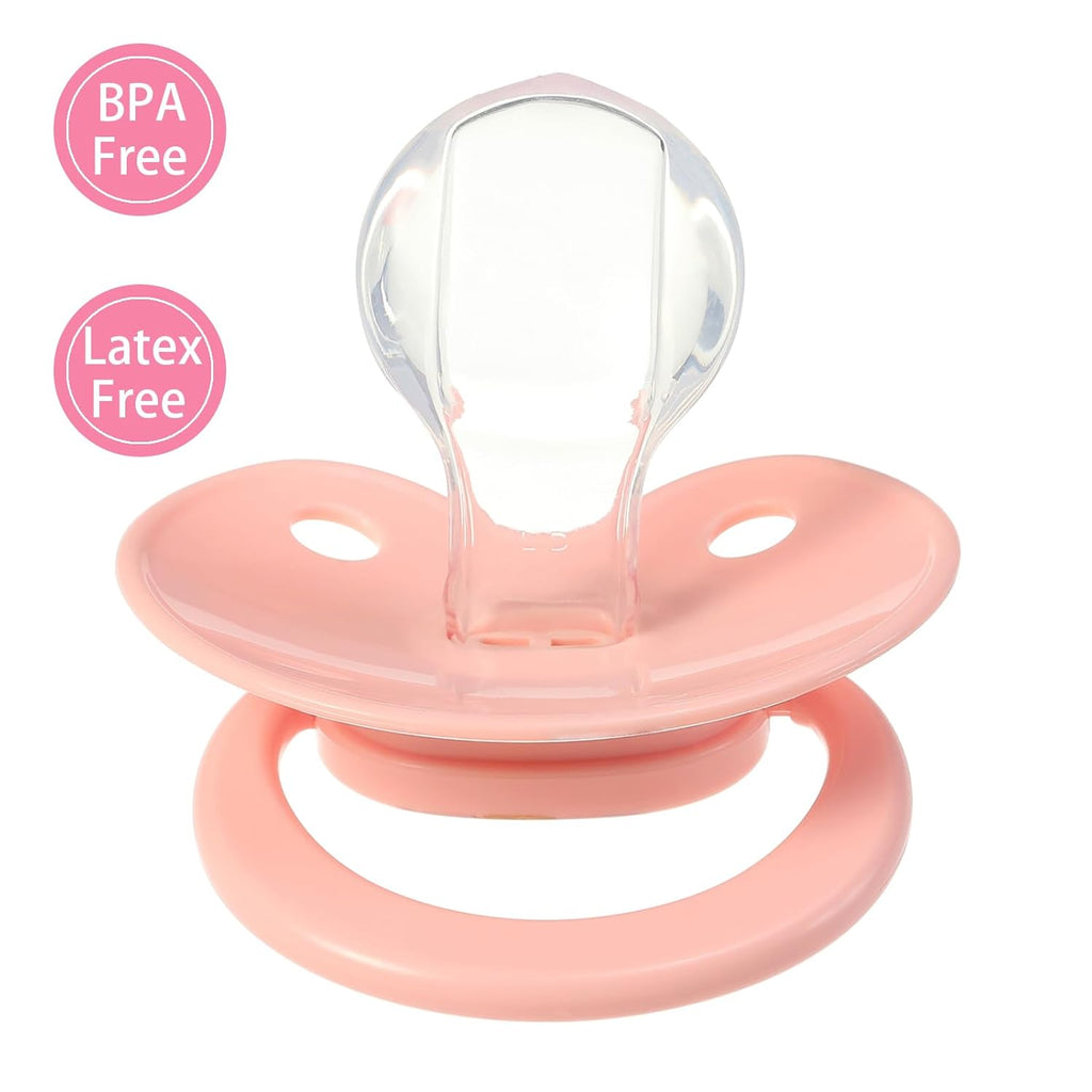 Cute Silicone Adult Pacifiers Pink: Big Shield Binky for Anxiety - Large Size Butterfly Shaped Paci with Handle Dragon Printed