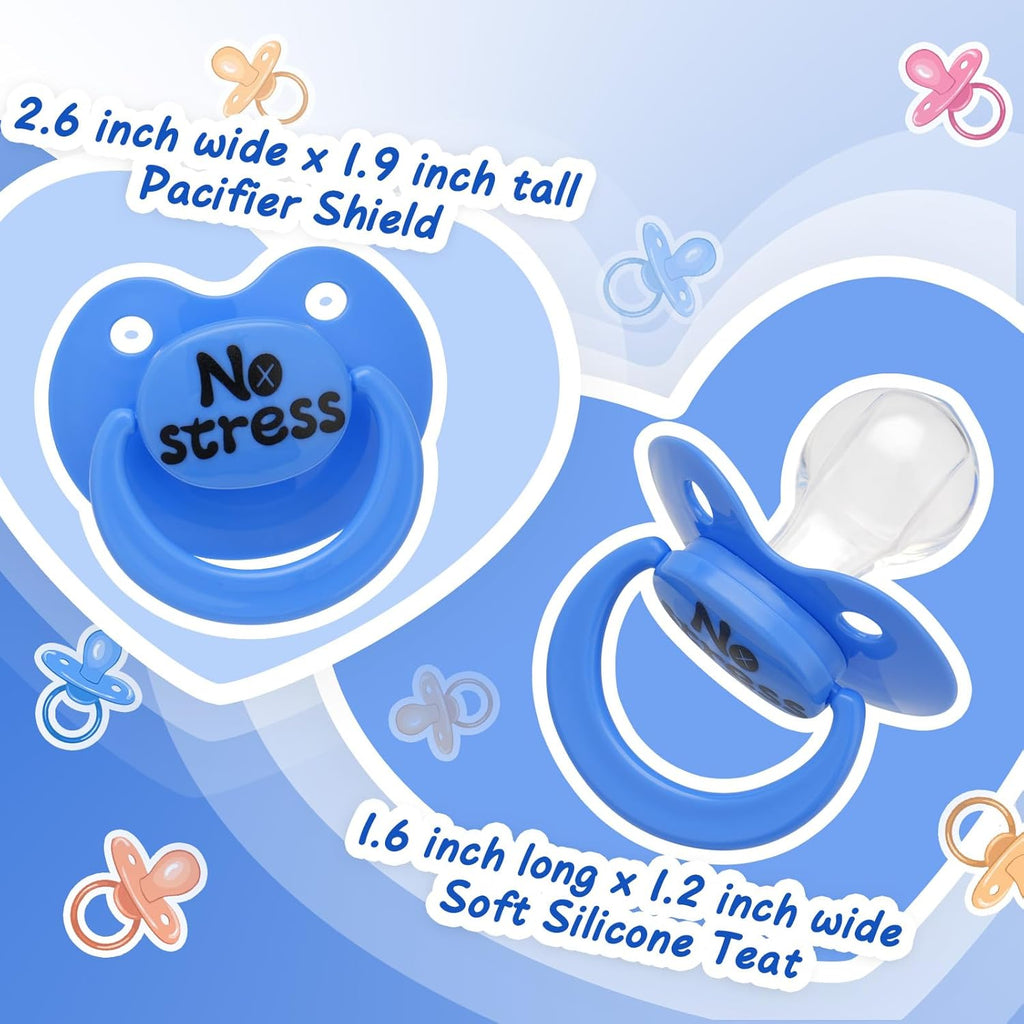 Big Shield Adult Pacifier for Anxiety: Stress Relief Silicone Nipple to Chew Binky for Sleep - Large Sized Paci Autism Sensory Products with Case Blue - White Elephant Gifts for Adults