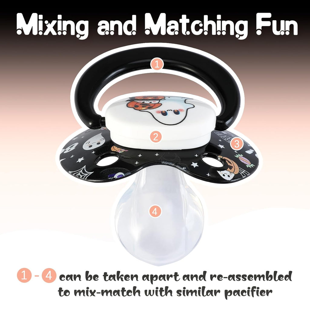Cute Adult Pacifier for Anxiety Halloween: Large Size Big Shield Binky for Sleep - Silicone Nipple Paci for for Reduces Snoring
