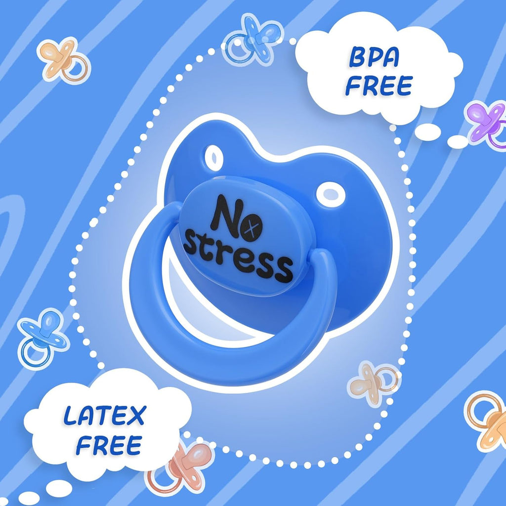 Big Shield Adult Pacifier for Anxiety: Stress Relief Silicone Nipple to Chew Binky for Sleep - Large Sized Paci Autism Sensory Products with Case Blue - White Elephant Gifts for Adults