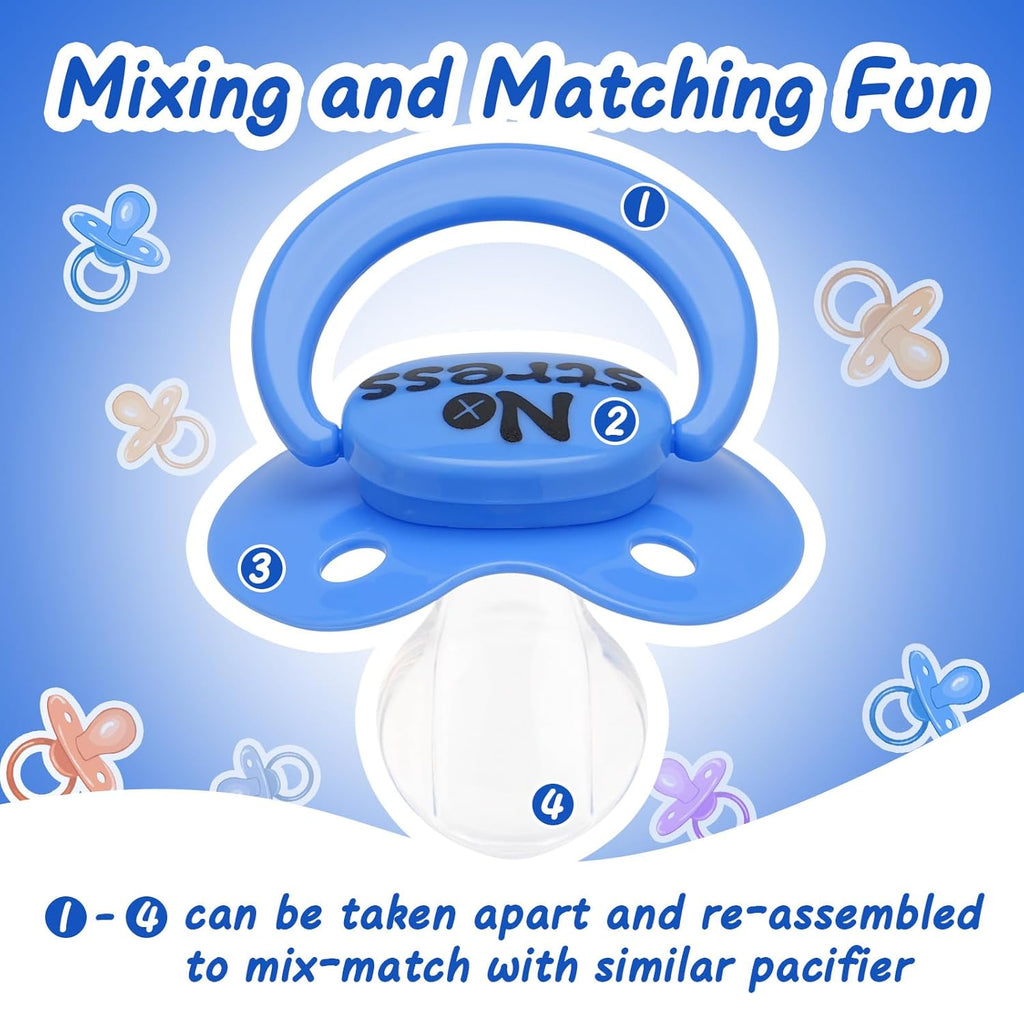 Big Shield Adult Pacifier for Anxiety: Stress Relief Silicone Nipple to Chew Binky for Sleep - Large Sized Paci Autism Sensory Products with Case Blue - White Elephant Gifts for Adults